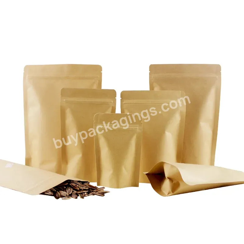 Heat Seal Paper Tea Bags Coating Aluminum Foil Inside Zipper Brown Kraft Paper Bags