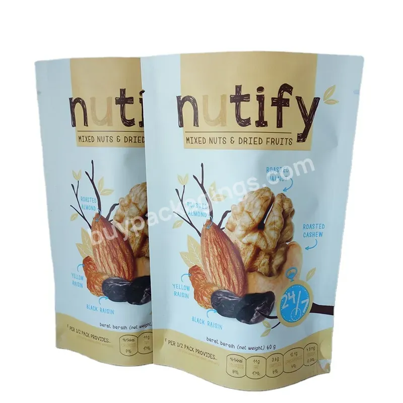 Heat Seal Printing High Quality Laminated Aluminum Foil Dry Nuts Plastic Package Stand Up Packing Zipper Bag For Nuts