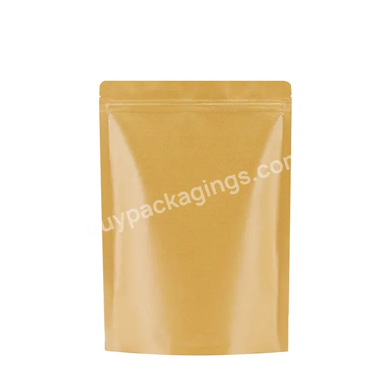 Heat Sealed Paper Bag Coating Aluminum Inside 18*30+5 Stand Up Pouch Pet Food Brown Paper Bags