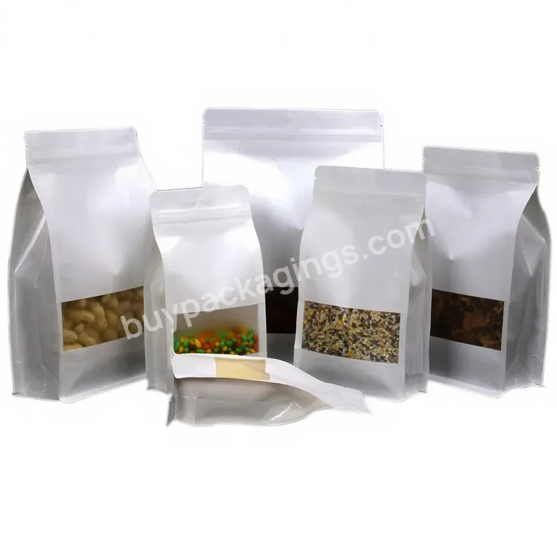 Heat Sealed Paper Bag Flat Bottom Matte Window Nuts Packaging Food Kraft Paper Bag