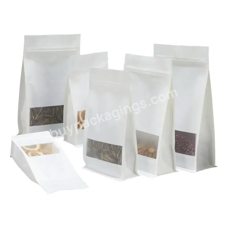 Heat Sealed Paper Bag Flat Bottom Matte Window Nuts Packaging Food Kraft Paper Bag