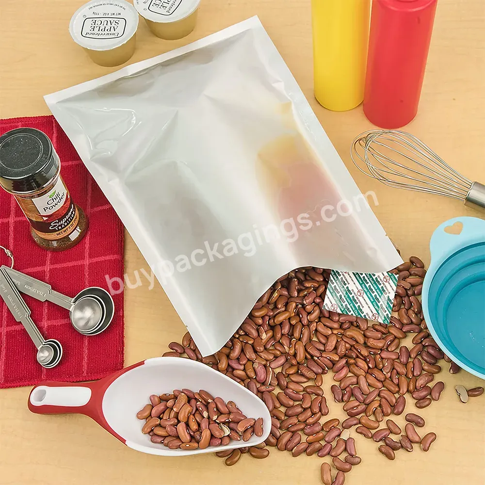 Heat Sealing 3 Side Seal Long Term Food Storage Packaging With Oxygen Absorbers And Labels Aluminum Foil Mylar Bags