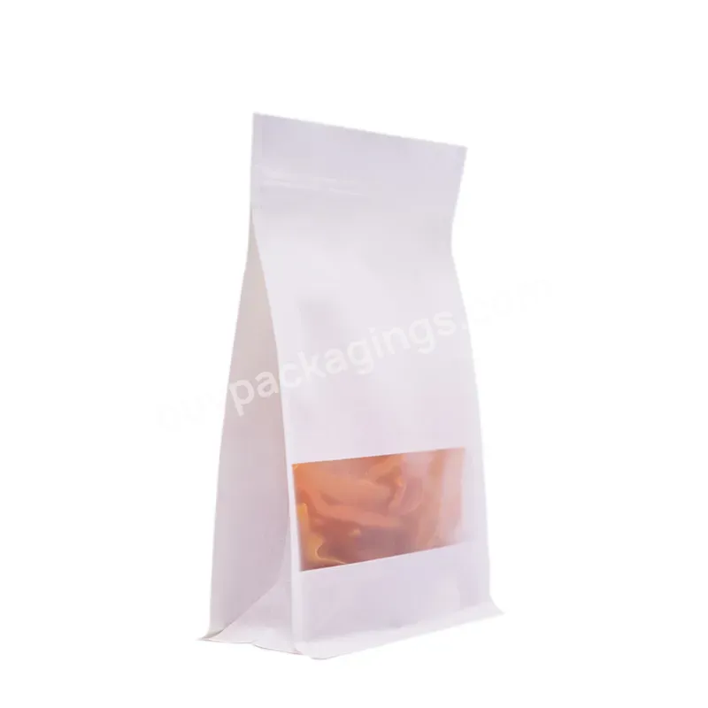 Heat Sealing Zip Lock Bags Paper Food Packaging Flat Bottom Windows Kraft White Paper Bag