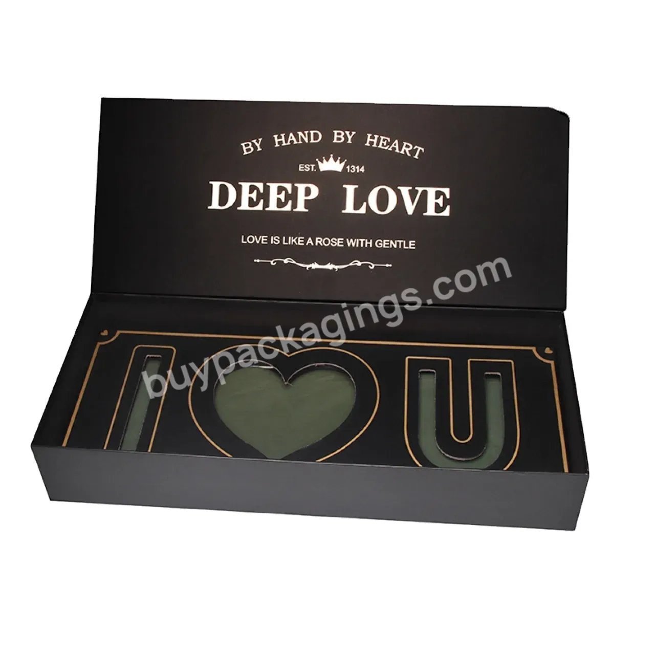 Heaven And Earth Cover Black Rectangular Flower Packing Box Bouquet Gift Box Packing Valentine's Day