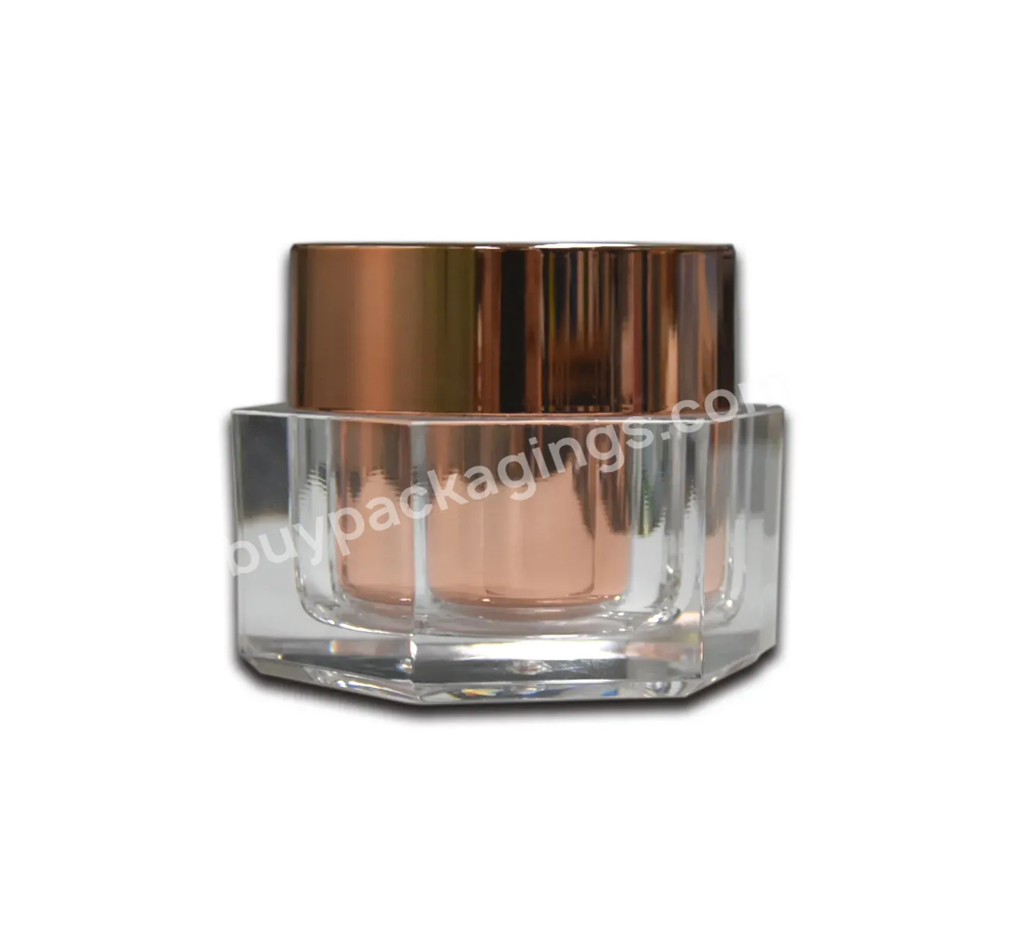 Hexagon Elegant Acrylic Double Layer Plastic Facial-pack Container Jar 50g