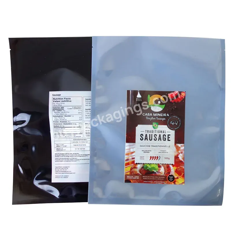 High Barrier Food Grade Nylon Custom Size Frozen Food Dry Meat Clear Plastic Vacuumed Sealer Flat Pouch Bag With Your Own Logo