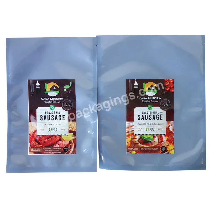 High Barrier Food Grade Nylon Custom Size Frozen Food Dry Meat Clear Plastic Vacuumed Sealer Flat Pouch Bag With Your Own Logo