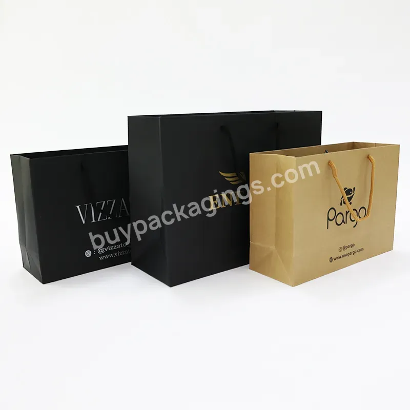 High-capacity Portable Custom Printed Luxury Gift Black Paper Shopping Bag With Logo