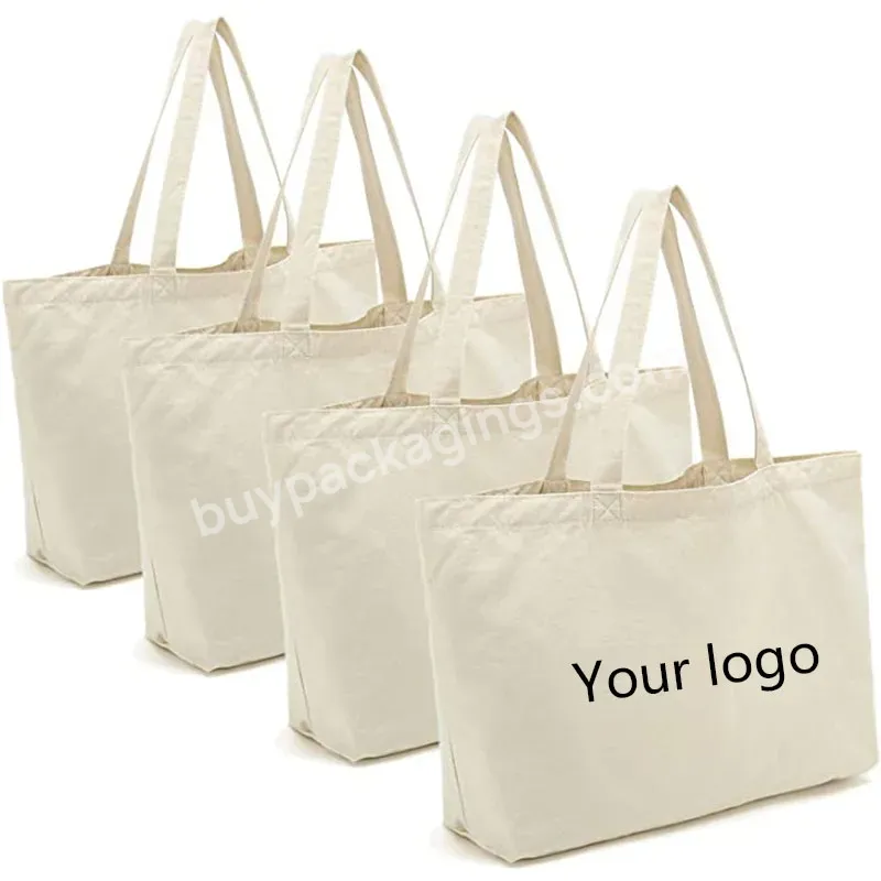 High-capacity Thick And Solid Literary Girl Canvas Bag Custom Logo Eco Cotton Tote Shopping Bag With Zipper And Pocket