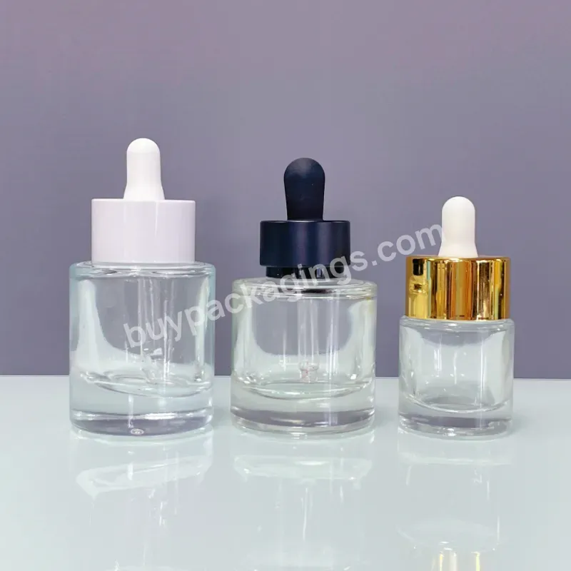 High End 15ml 20ml 30ml 1oz Transparent Cosmetic Essential Eye Hair Oil Serum Glass Luxury Dropper Bottle