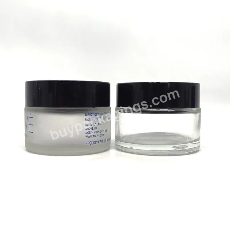 High End 20ml 30ml 50ml Wide Mouth Black Skin Care Cream Packaging Glass Jar With Golden Cap