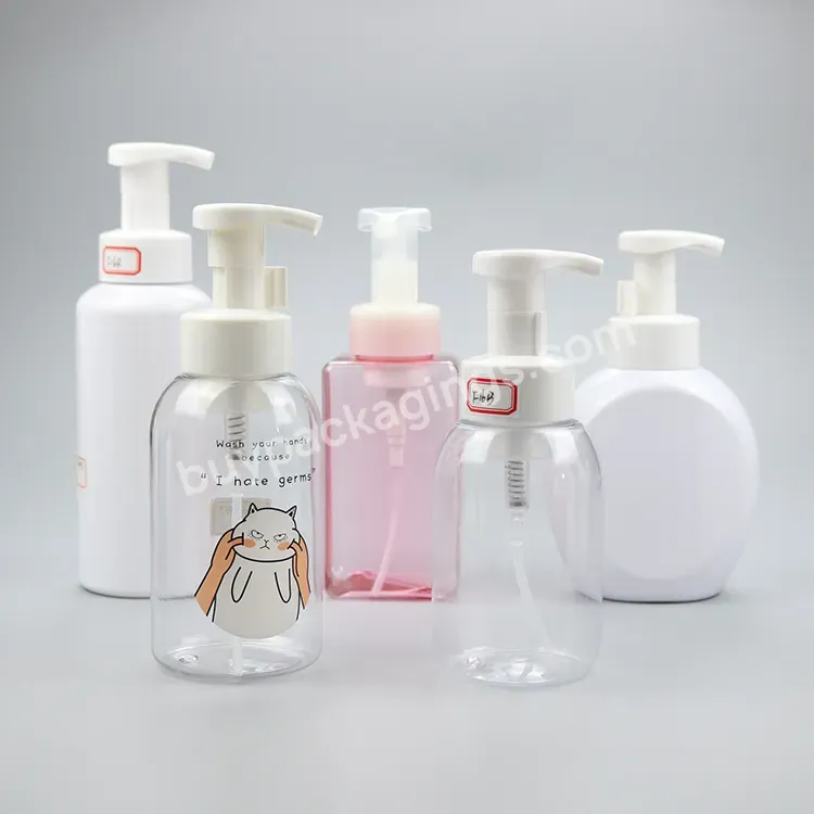 High End 300 Ml 500ml Pcr Pet Plastic Handwash Container Hand Wash Foam Soap Pump Dispenser Bottles With Refillable Liquid