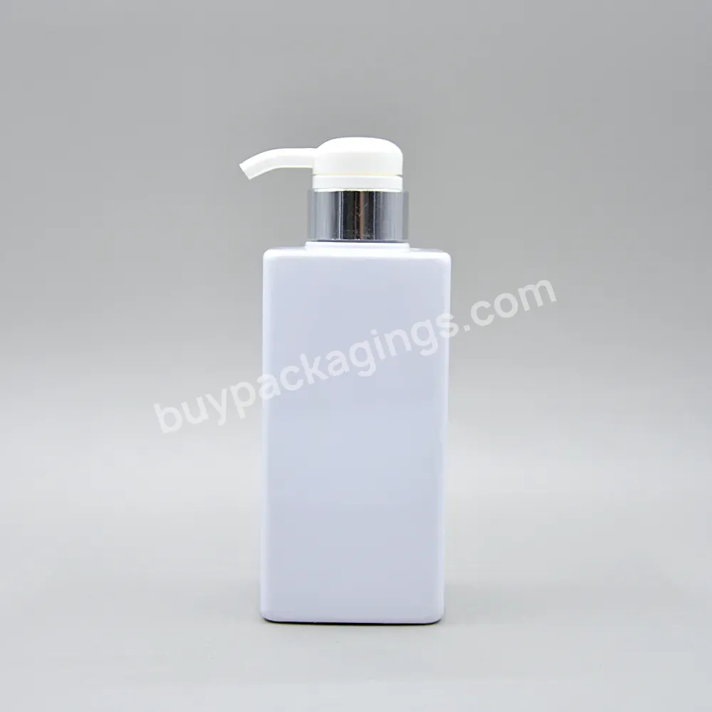 High End 500 Ml White Square Shampoo Bottle Luxury Pet Body Wash Packaging With Aluminum Pump Instagram Style Hot Sale Package