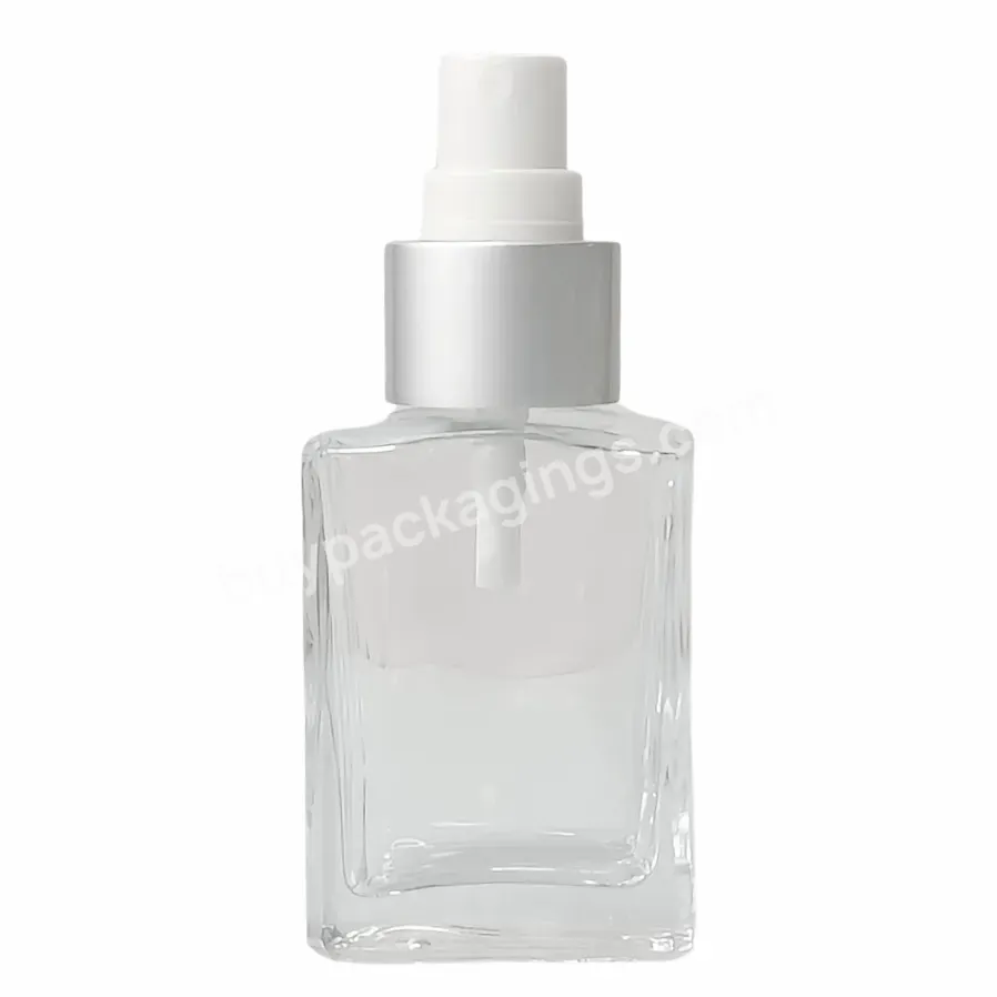 High-end Clear Rectangle Cosmetic Packaging 30ml 50ml 100ml Skin Care Serum Essential Oil Glass Dropper Bottle