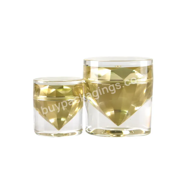 High End Custom Empty 15g 50g Cream Luxury Cosmetic Gold Diamond Acrylic Jar