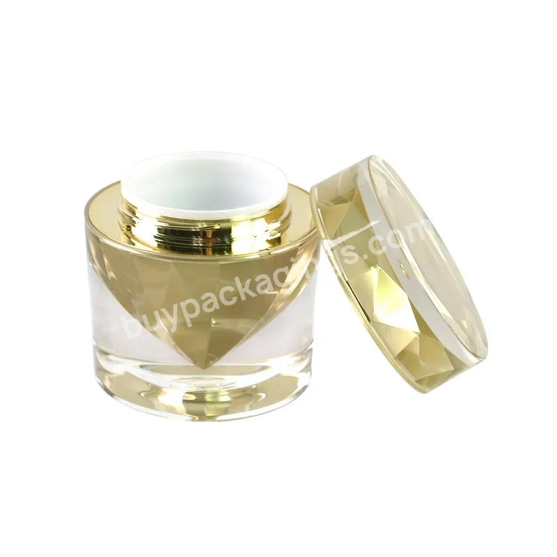 High End Custom Empty 15g 50g Cream Luxury Cosmetic Gold Diamond Acrylic Jar