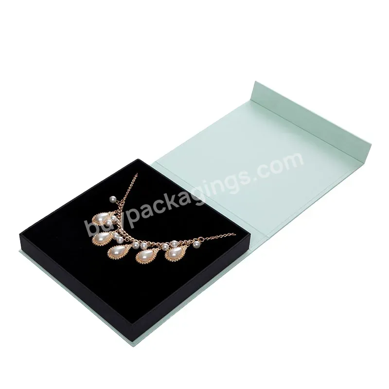 High End Glossy Fancy Paper Necklace Box Custom Magnetic Flip Packaging Display Jewelry Box