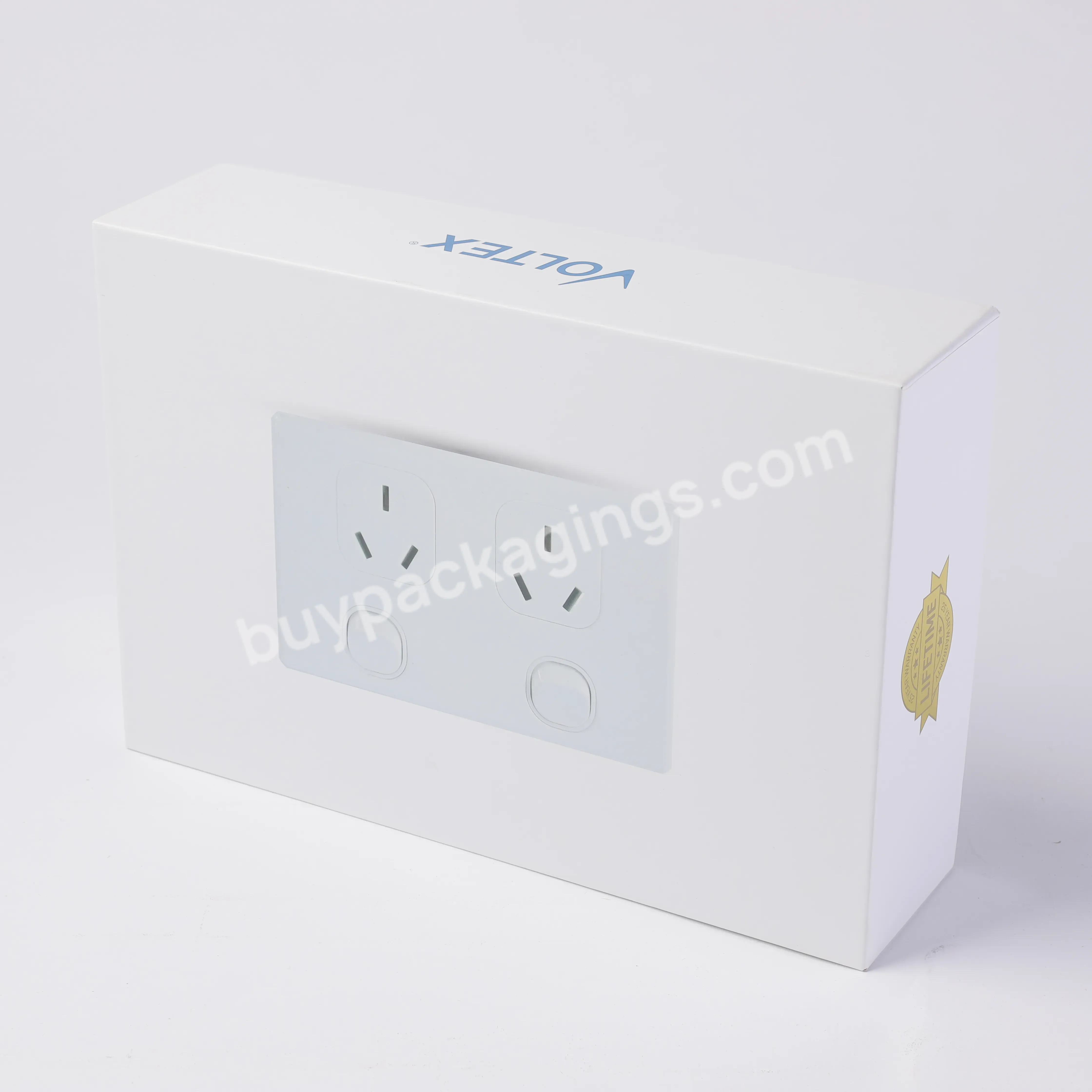 High End Luxury White Lid And Base Household Appliance Packaging Paper Socket Packaging Gift Box