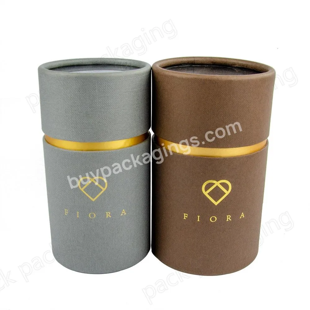 High-end Quality Luxury Custom Gold Foil Stamping Special Paper Tube for Gift Candle Holder Glass Bottle with PVC Window