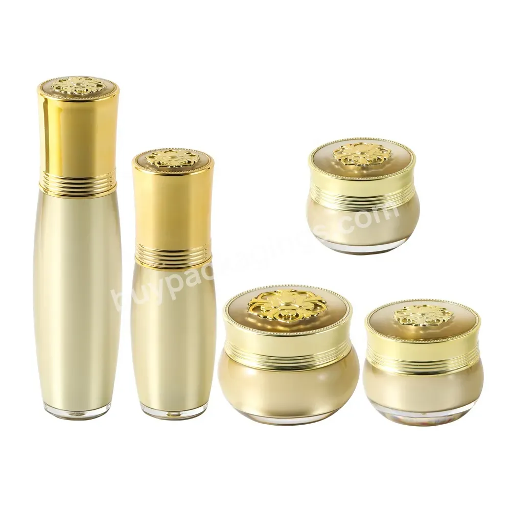 High-end Specialty Golden Lotion Pump Bottle Promotional Cosmetics Cream Acrylic Bottles And Jars