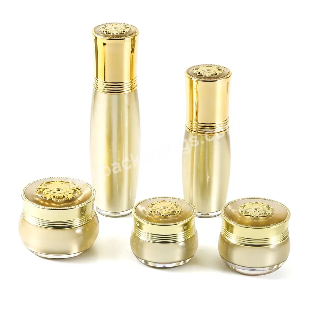 High-end Specialty Golden Lotion Pump Bottle Promotional Cosmetics Cream Acrylic Bottles And Jars