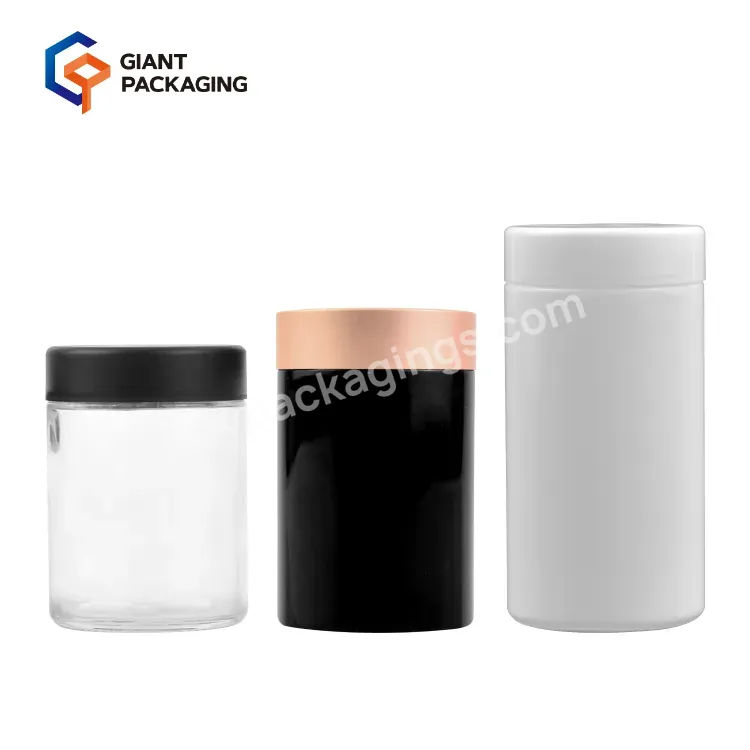 High Grade 1oz To18oz 16oz Clear Smell Proof Round Airtight Container Dry Flower Storage Child Resistant Glass Bottle Packaging