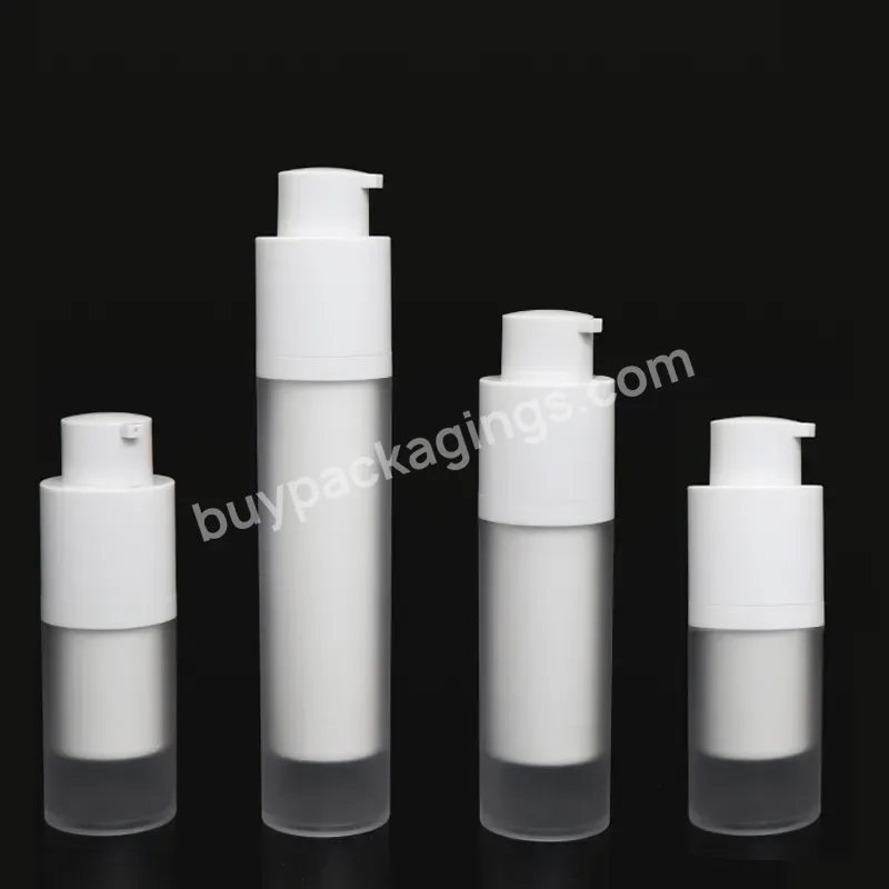 High Grade Cosmetic Airless Bottle 15ml 30ml 50ml Lotion Liquid Packaging Scrub Pump Frosted White Bottle Custom Color And Logo