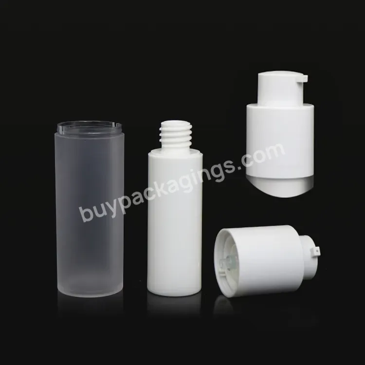 High Grade Cosmetic Airless Bottle 15ml 30ml 50ml Lotion Liquid Packaging Scrub Pump Frosted White Bottle Custom Color And Logo