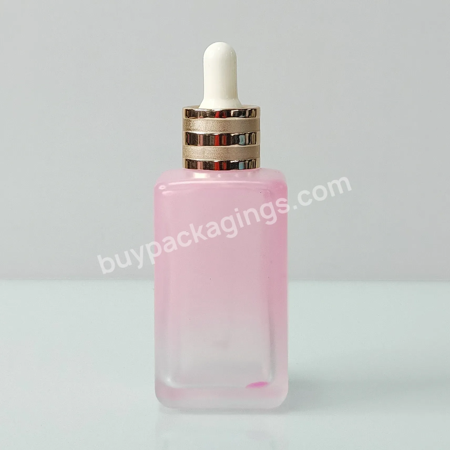 High-grade Cosmetic Packaging Bread Oil Serum Hair Oil Essential Skin Care Forested Pink Square Dropper Bottle