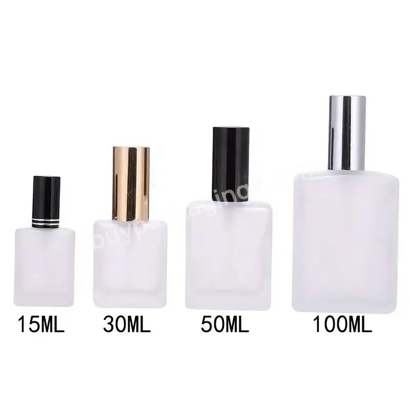 High Grade Frosted Transparent Perfume Empty Portable Press Sample Spray Matte Clear Glass Square Fragrance Bottle