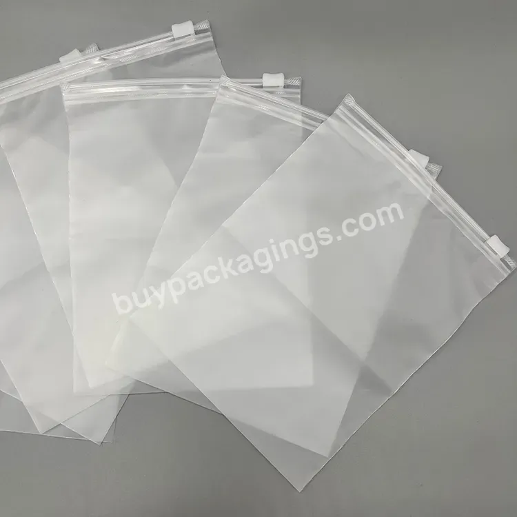 High Grade Logo Printed Clothing Zipper Bag Transparent Frosted Packaging Zipper Bag Thickened Storage Self Sealing Bag
