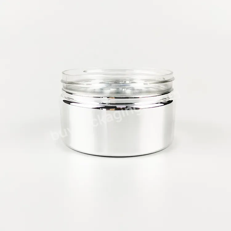 High Grade Shinning Silver 100ml Plastic Cream Wide Mouth Bottle Metallic Pet Cosmetic Cream Jar Plastic Jar Package