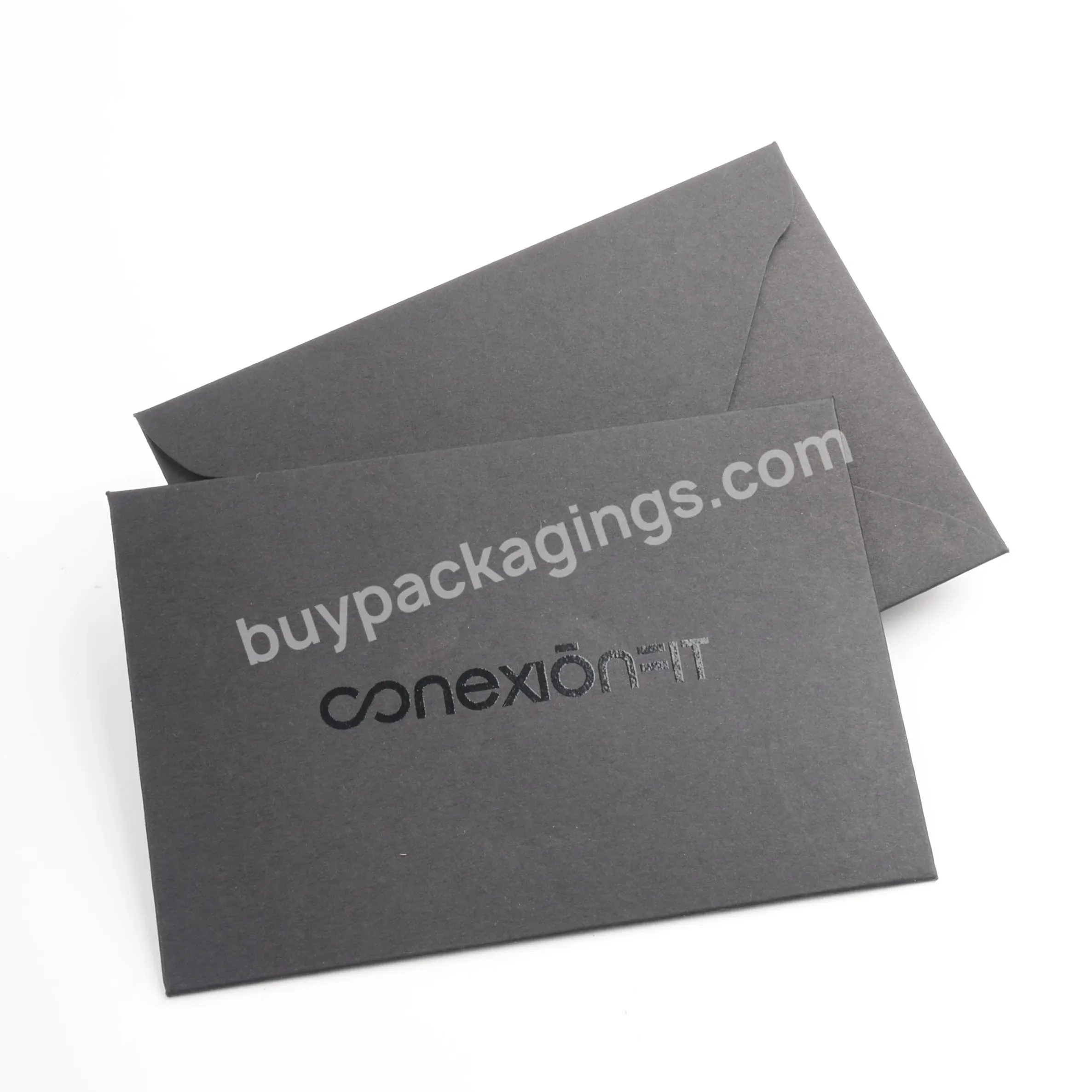 High Level Luxury Design Black Paper Card In Envelope Custom Size Logo Print 400g/800g Thank You Card With Brand