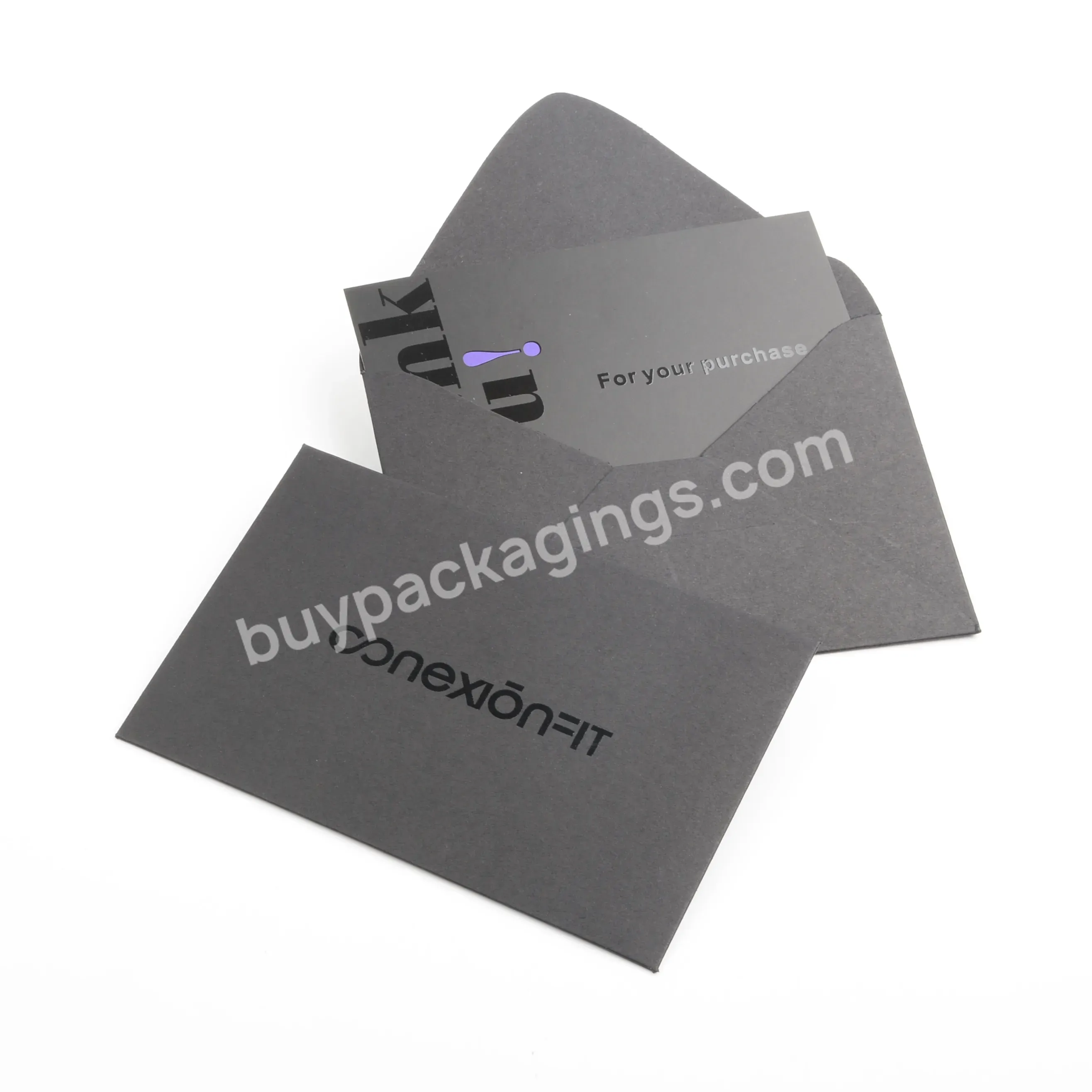 High Level Luxury Design Black Paper Card In Envelope Custom Size Logo Print 400g/800g Thank You Card With Brand