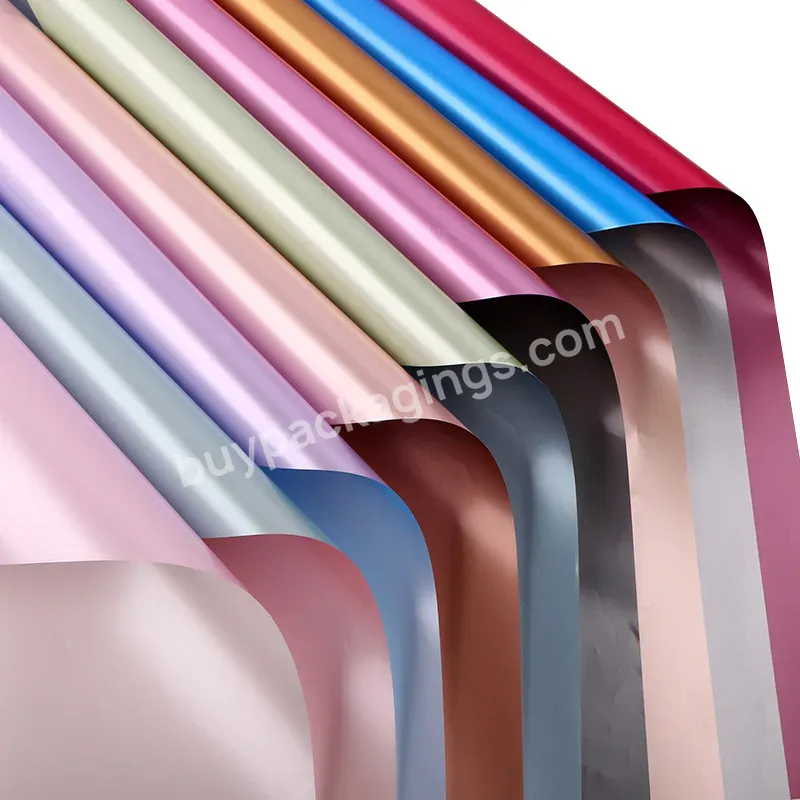 High Light 58*58cm Plastic Waterproof Two-ton Color Bouquet Wrapping Paper For Florist Wrapper