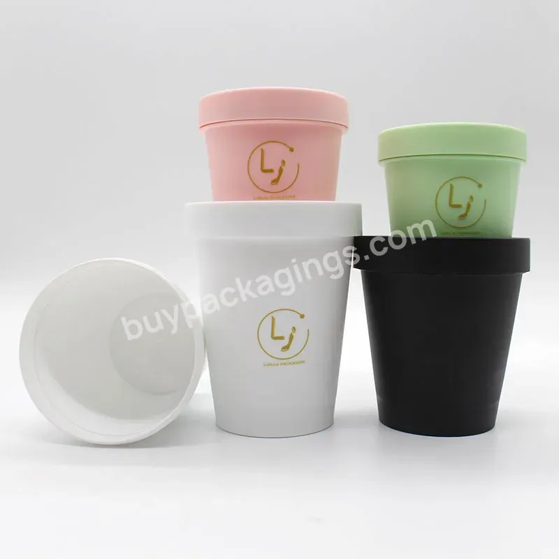 High Quality 100ml 150ml 200ml 250ml 300ml Cosmetic Cream Body Scrub Container Amber Pet Plastic Jar With Black Screw Lid