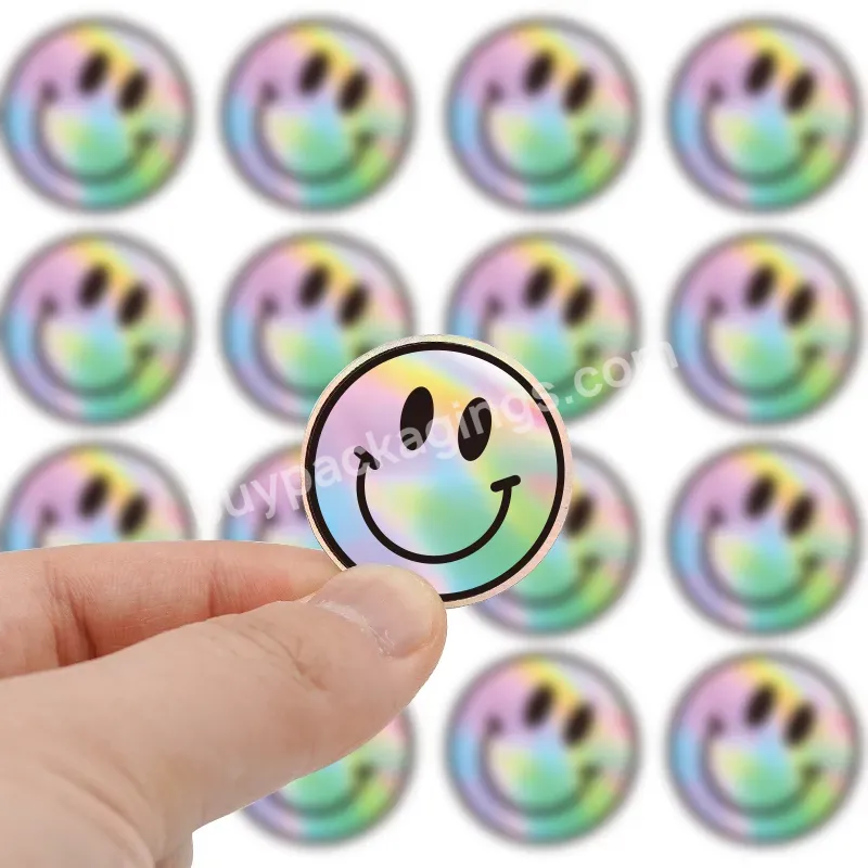 High Quality 100pcs Moq Custom Self Adhesive Waterproof Logo Label Vinyl Kiss Die Cut Holographic Sticker Factory Sale