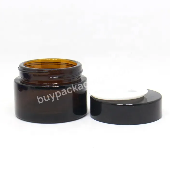 High Quality 10ml 15ml 30ml 50ml 100ml Matte Black Wide Mouth Glass Jar 1oz Black Glass Cream Jar With Lid