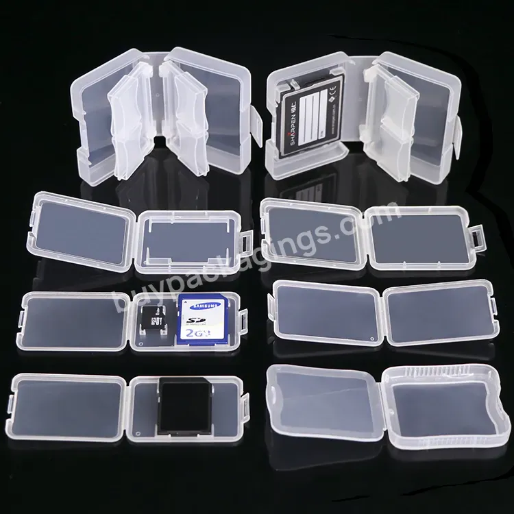 High Quality 11mm Transparent Plastic Pp Two Sd Card Case With Black Foam Memory Storage Box Tf Xqd Pp Case