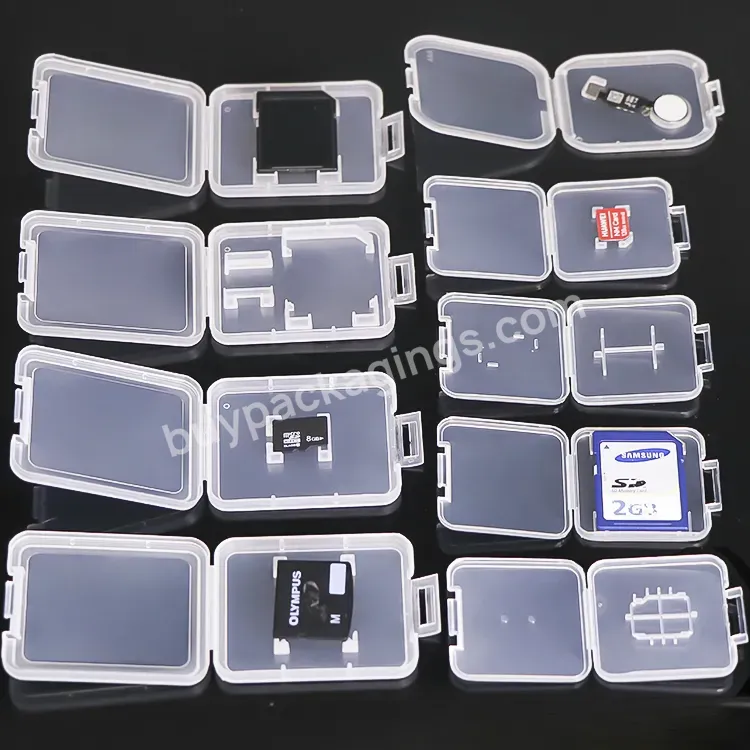 High Quality 11mm Transparent Plastic Pp Two Sd Card Case With Black Foam Memory Storage Box Tf Xqd Pp Case