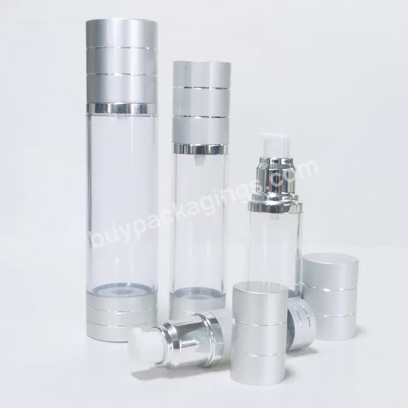 High Quality 15ml 30ml 50ml Lotion Airless Pump Bottle White Silver Emulsion Eye Cream Vacuum Bottle Cosmetic Bottle