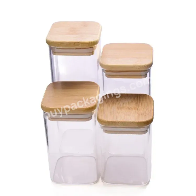 High Quality 1oz To18oz Canning Jar Varies Size Storage Bottles Kitchen Spice Rectangular Borosilicate Glass Jar With Bamboo Lid - Buy Wholesale 1oz-18oz Kitchen Storage Spice Glass Jar With Bamboo Lid,Manufacturer Seasoning Jar 4 Oz Glass Jars Suppl