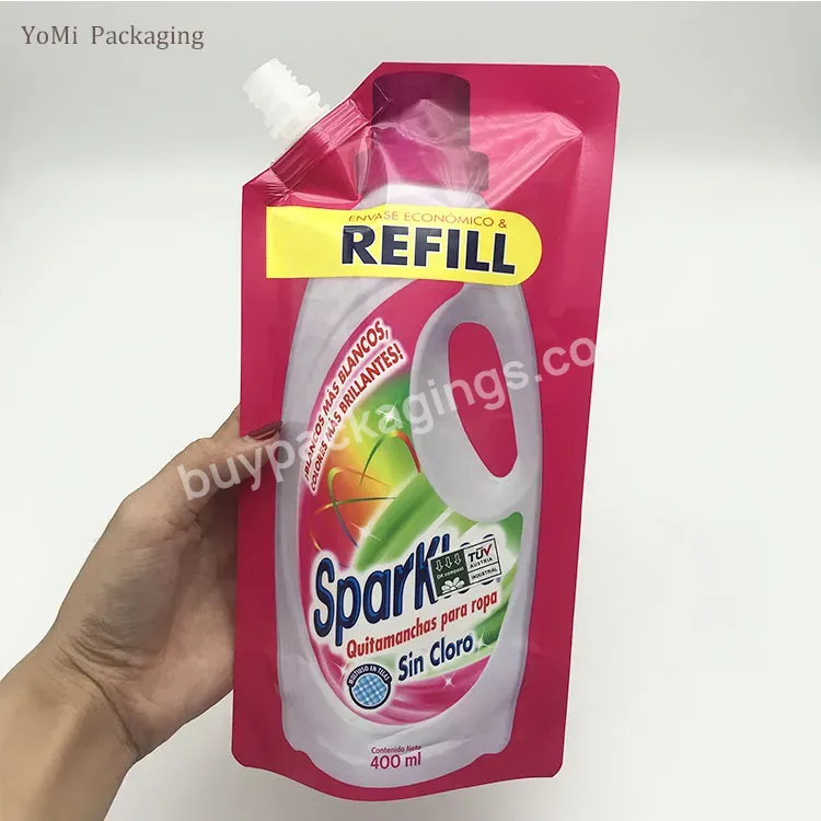 High Quality 200ml 500ml 1000ml Laundry Detergent Soap Hair Gel Clear Plastic Liquid Packaging Bag Aluminum Foil Spout Pouch
