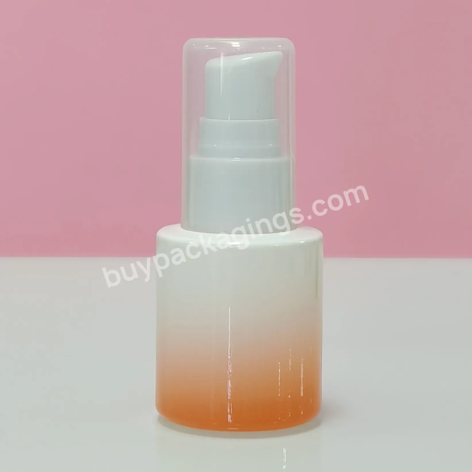 High Quality 20ml Customized Logo Gradient Orange Skincare Lotion Essential Oil Cream Flat Shoulder Glass Bottle