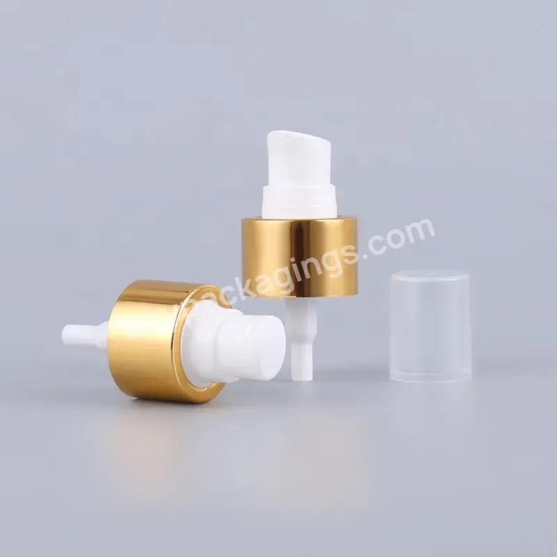 High Quality 24/410 Cream Bottle Pump With Golden Aluminum Collar Clear Cover - Buy Shinny Gold Collar Treatment Dispenser,Cosmetic Skincare Cap Packaging,Lotion Spray Pump.