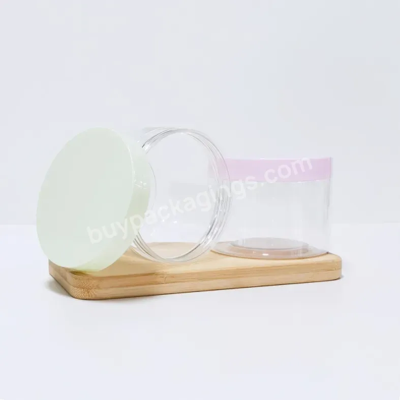 High Quality 250 Ml Round Shape Transparent Food Container Pet Clear Plastic Jar With Colorful Lid