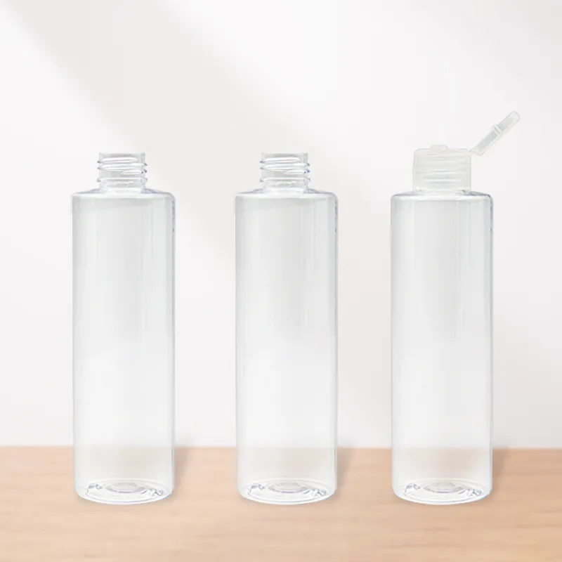 High Quality 250 ML Transparent Round Shape Bottle Skin Care Shower Gel Packaging Bottle Empty PET Plastic Bottle Wholesale