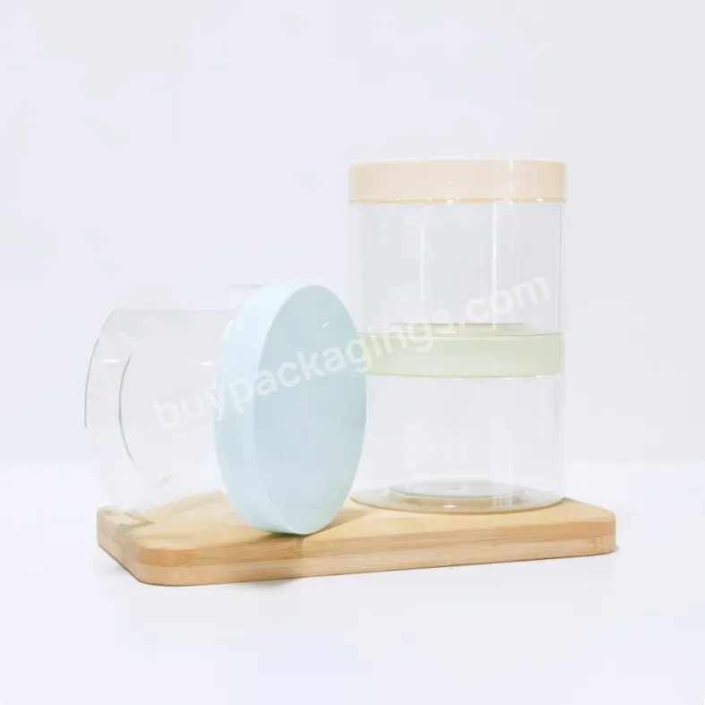 High Quality 250ml Cosmetic Packaging Clear Pet Plastic Cream Jar With Plastic Colorful Lid