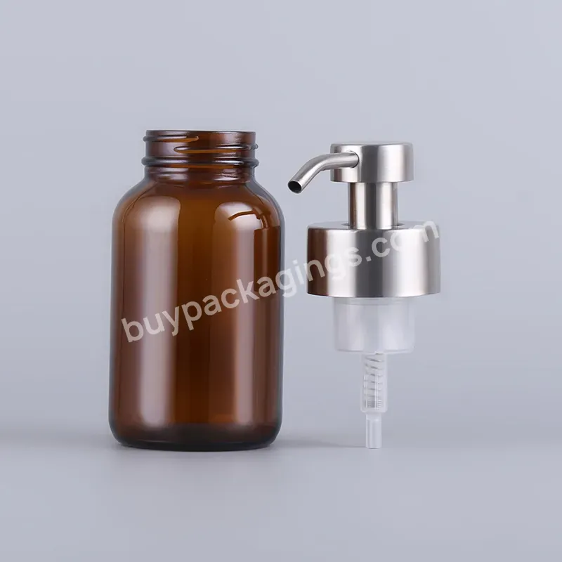 High Quality 250ml Empty Glass Bottle Refillable Cosmetic Jar With Foam Liquid Soap Dispenser Lotion Bottles With Pump