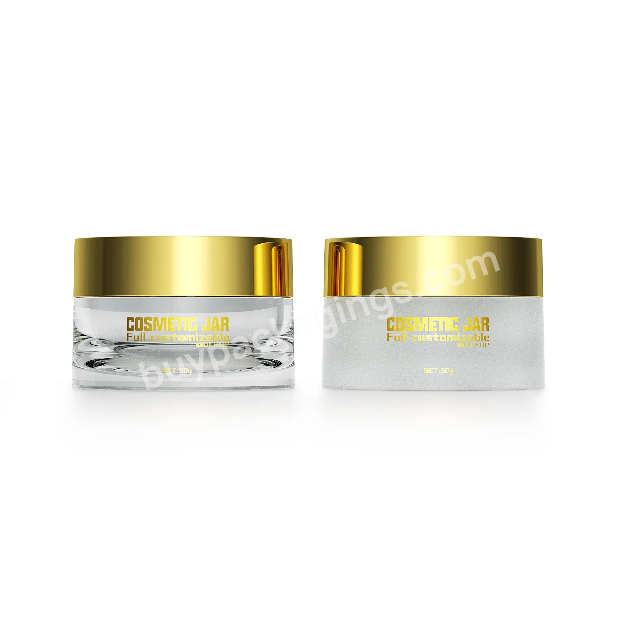 High Quality 5g 10g 20g 30g 50g 1oz Clear Empty Frosted Bulk Beauty Cosmetics Packaging Pet Plastic Jar Gold Cream Jar